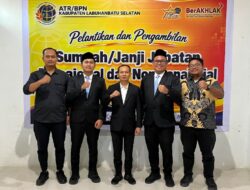 Pelantikan Virtual ATR/BPN, Dua Personel Kantah Labusel Terima Amanah Jabatan.